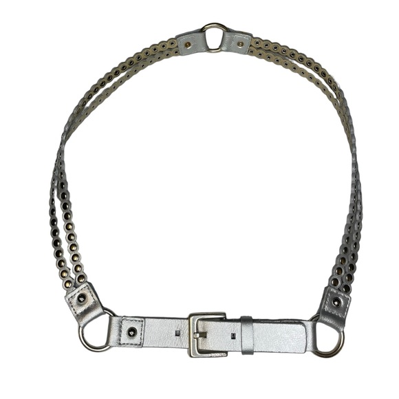 VINTAGE CALVIN KLEIN Silver Studded Ring Belt Size Extra Large - Picture 4 of 11